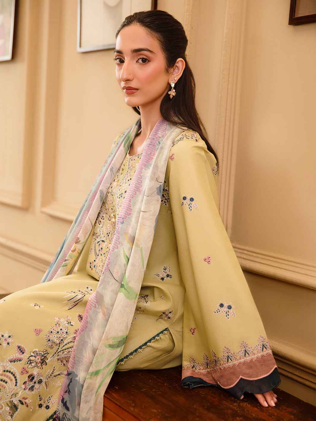 3 Pc Unstitched Embroidered Lawn Suit | Nyrella Lawn '26| CN-05