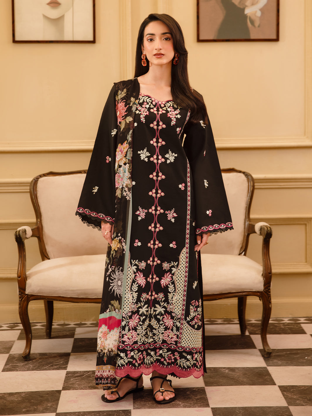 3 Pc Unstitched Embroidered Lawn Suit | Nyrella Lawn '26| CN-01