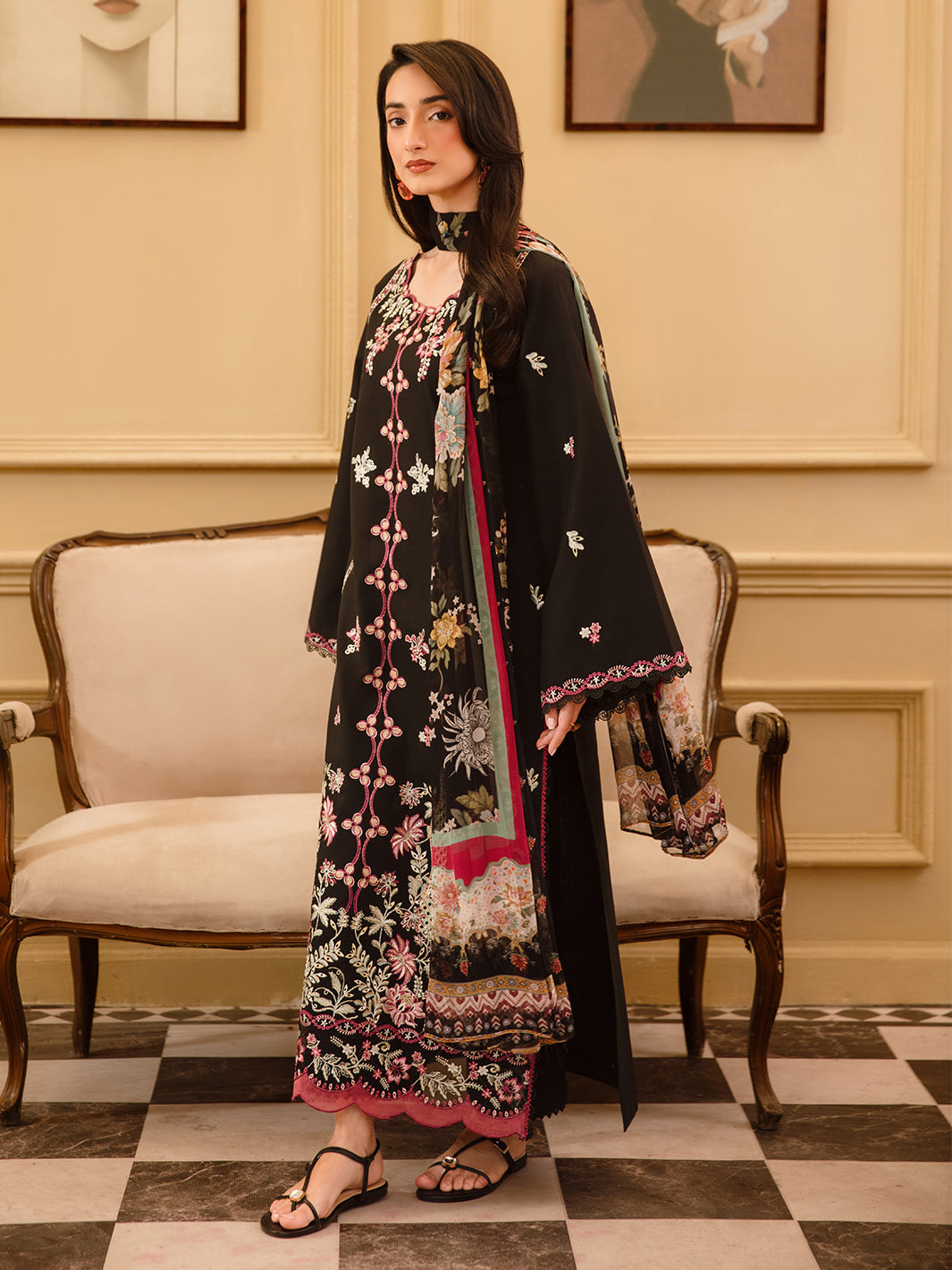 3 Pc Unstitched Embroidered Lawn Suit | Nyrella Lawn '26| CN-01