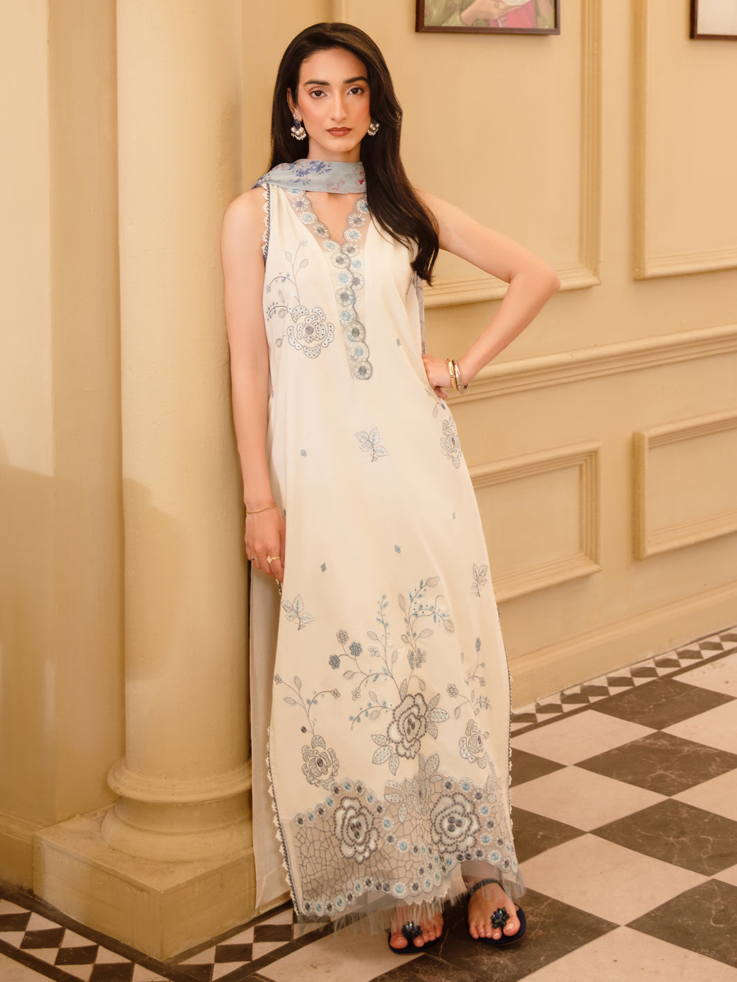 3 Pc Unstitched Embroidered Lawn Suit | Nyrella Lawn '26 | CN-03