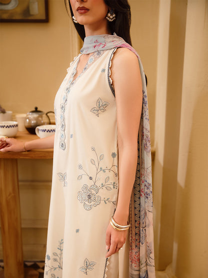 3 Pc Unstitched Embroidered Lawn Suit | Nyrella Lawn '26 | CN-03