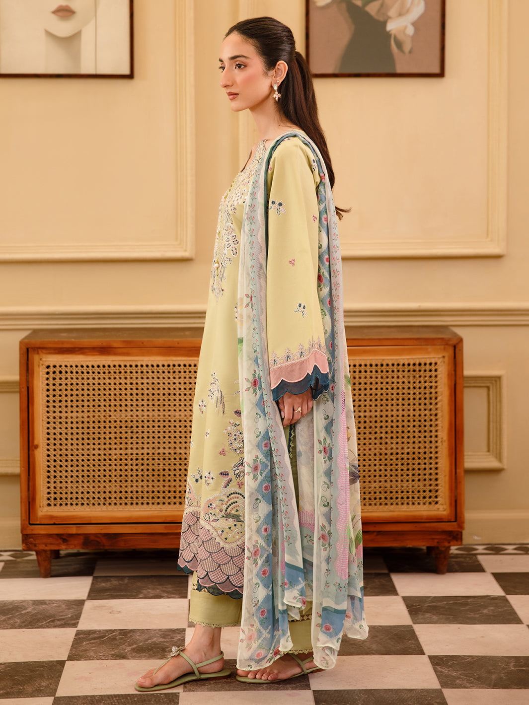 3 Pc Unstitched Embroidered Lawn Suit | Nyrella Lawn '26| CN-05