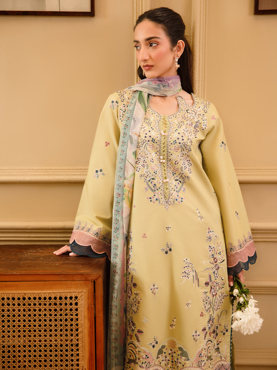 3 Pc Unstitched Embroidered Lawn Suit | Nyrella Lawn '26| CN-05