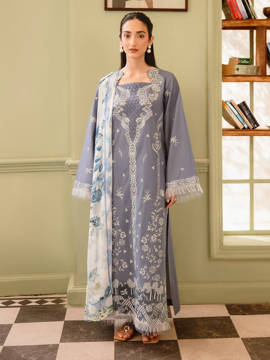 3 Pc Unstitched Embroidered Lawn Suit | Nyrella Lawn '26| CN-06