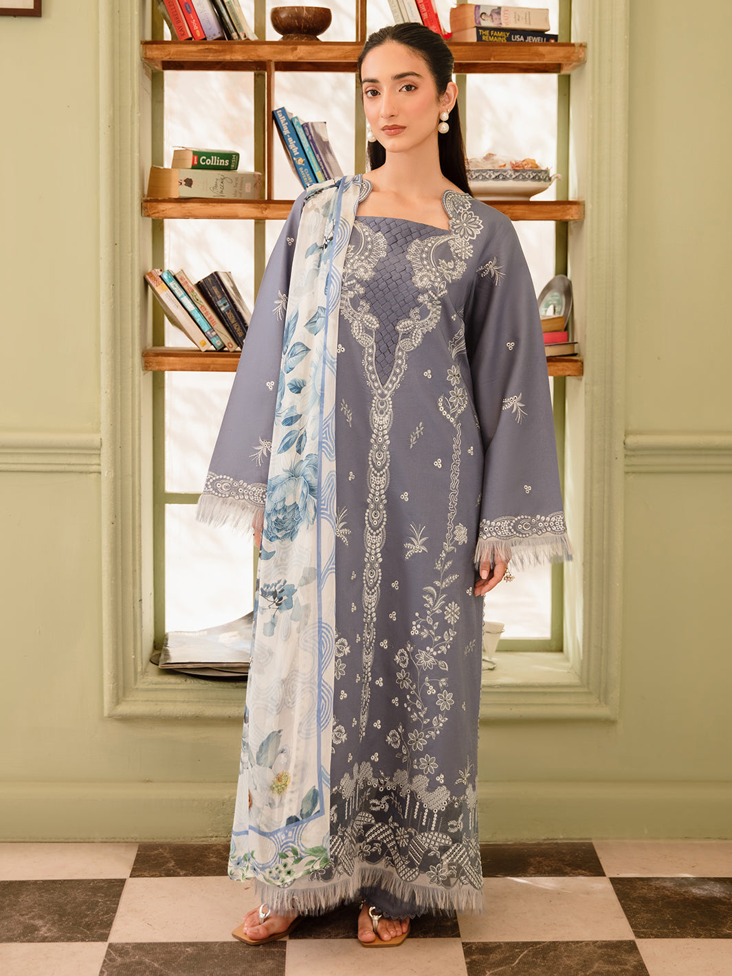 3 Pc Unstitched Embroidered Lawn Suit | Nyrella Lawn '26| CN-06