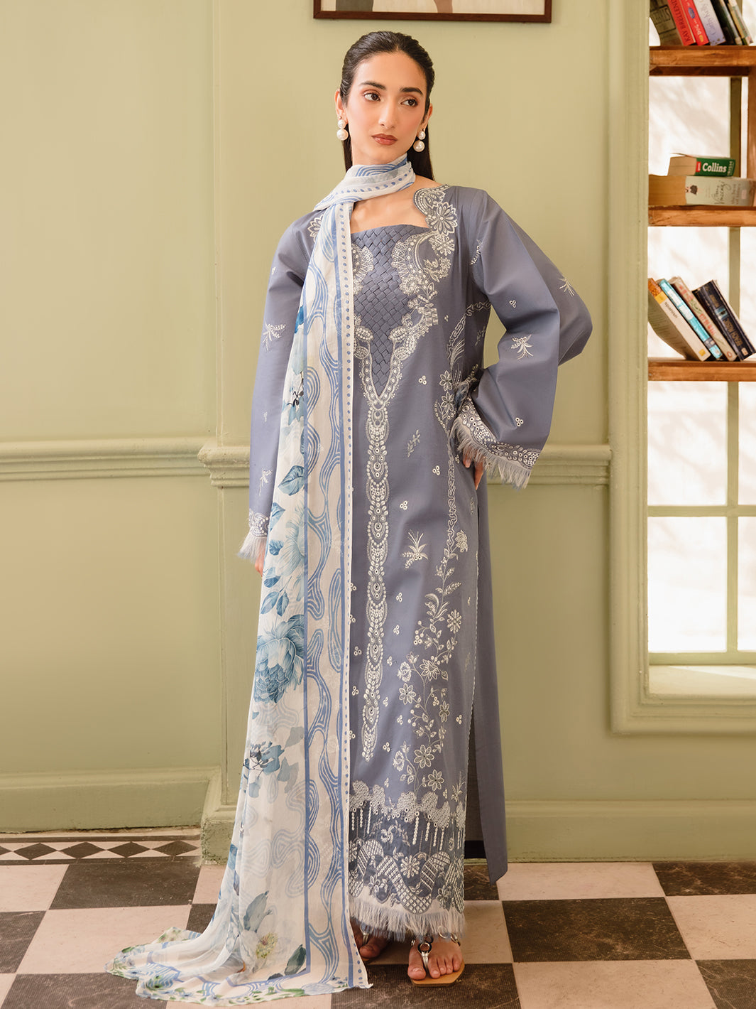 3 Pc Unstitched Embroidered Lawn Suit | Nyrella Lawn '26| CN-06
