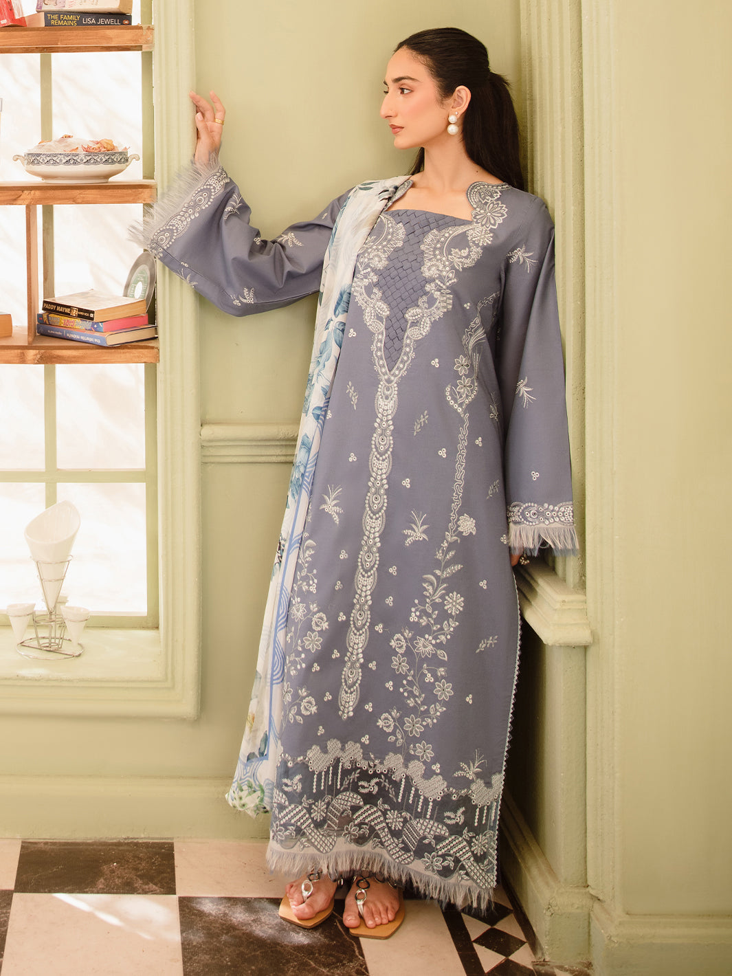 3 Pc Unstitched Embroidered Lawn Suit | Nyrella Lawn '26| CN-06