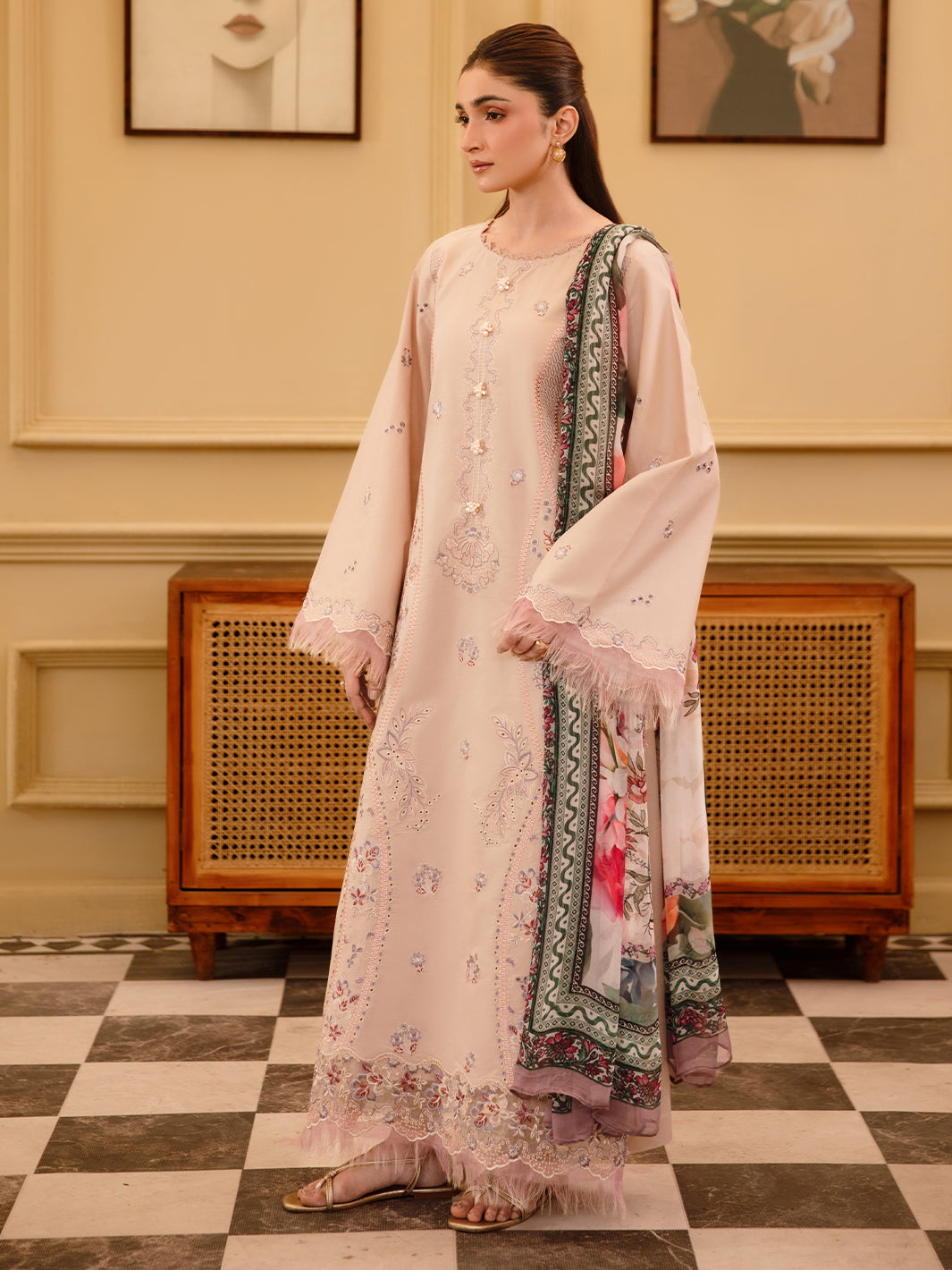 3 Pc Unstitched Embroidered Lawn Suit | Nyrella Lawn '26| CN-07