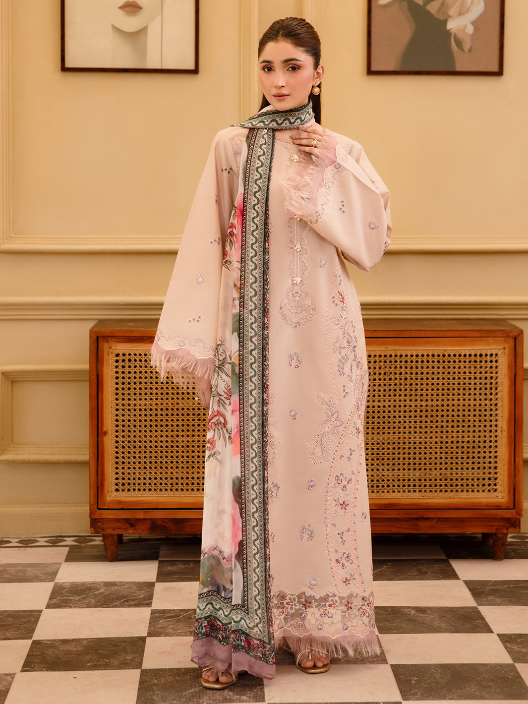 3 Pc Unstitched Embroidered Lawn Suit | Nyrella Lawn '26| CN-07