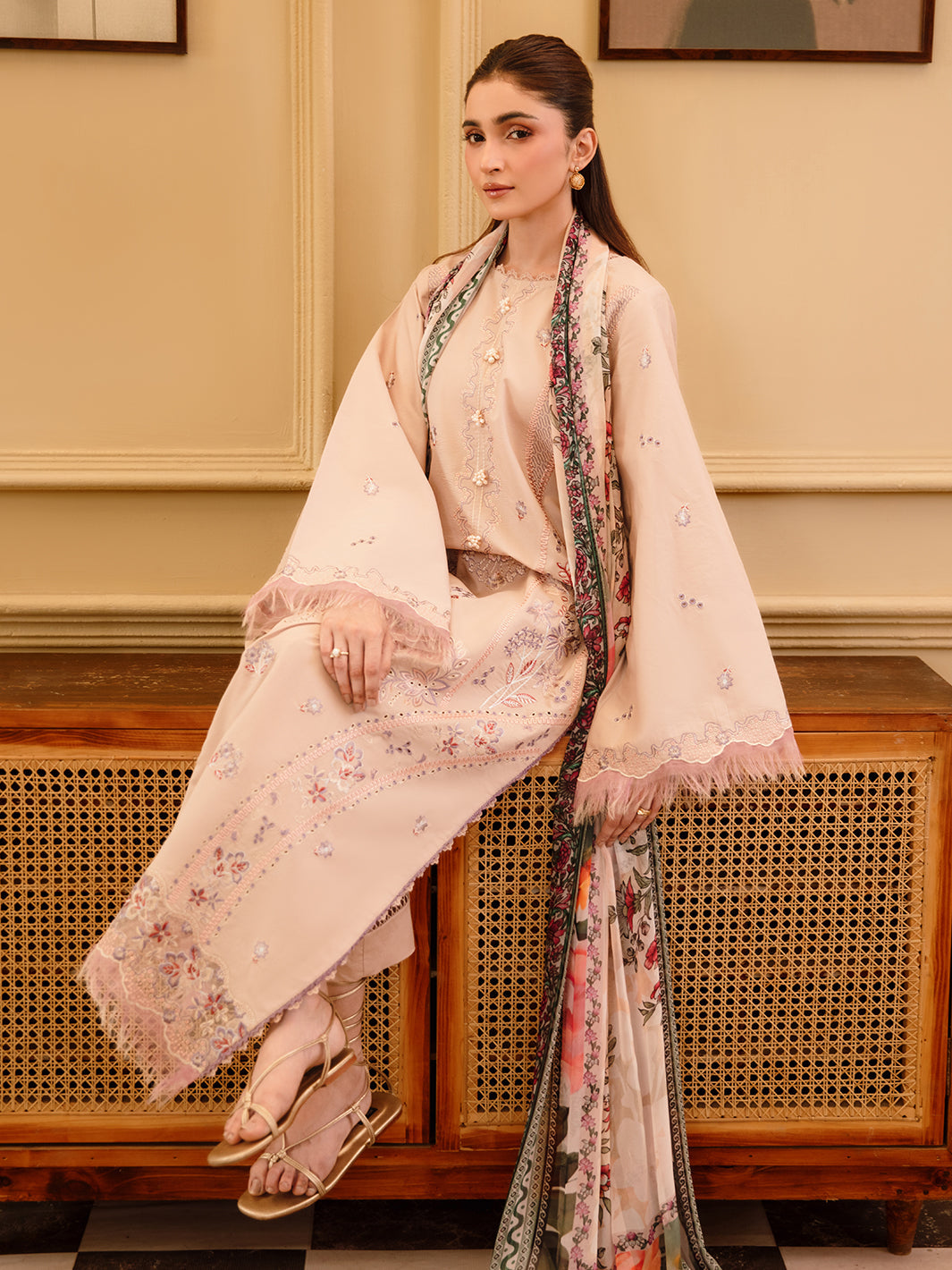 3 Pc Unstitched Embroidered Lawn Suit | Nyrella Lawn '26| CN-07