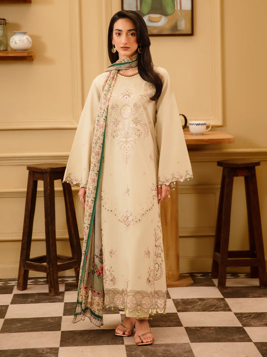 3 Pc Unstitched Embroidered Lawn Suit | Nyrella Lawn '26| CN-08