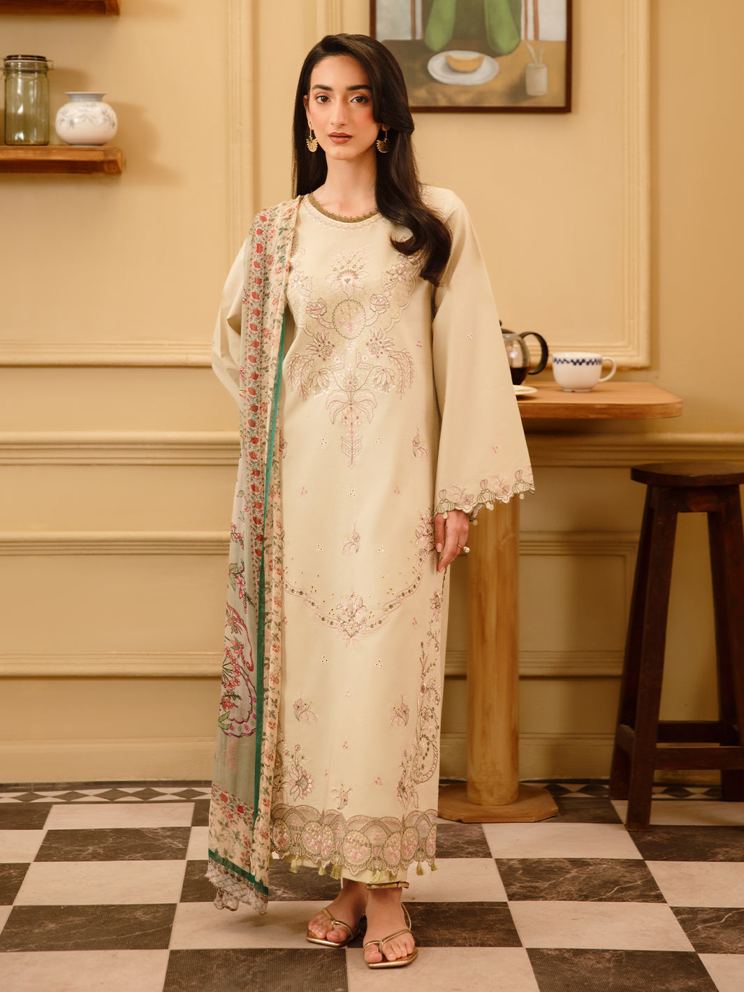 3 Pc Unstitched Embroidered Lawn Suit | Nyrella Lawn '26| CN-08