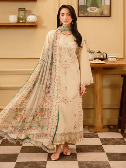 3 Pc Unstitched Embroidered Lawn Suit | Nyrella Lawn '26| CN-08