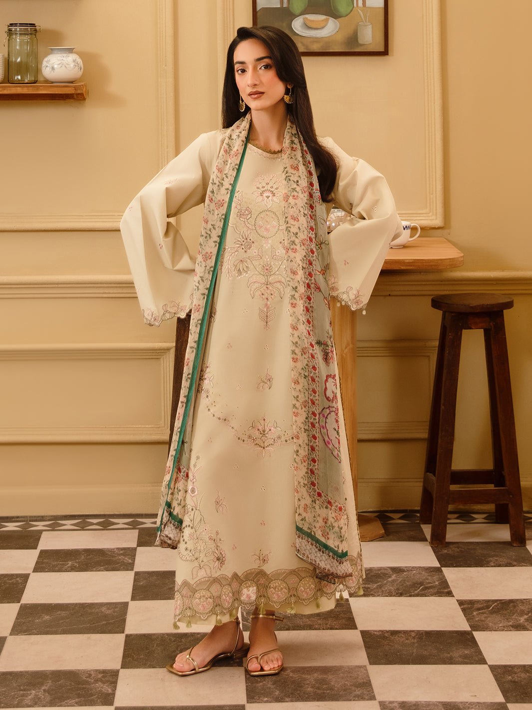 3 Pc Unstitched Embroidered Lawn Suit | Nyrella Lawn '26| CN-08