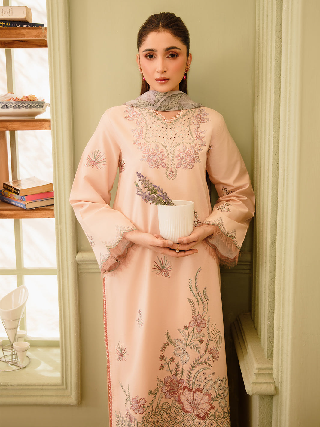 3 Pc Unstitched Embroidered Lawn Suit | Nyrella Lawn '26| CN-09