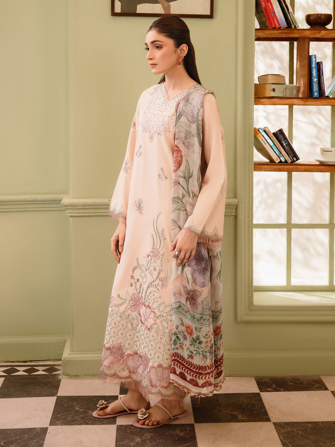 3 Pc Unstitched Embroidered Lawn Suit | Nyrella Lawn '26| CN-09