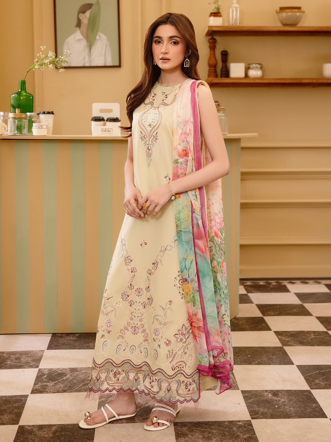 3 Pc Unstitched Embroidered Lawn Suit | Nyrella Lawn '26| CN-10