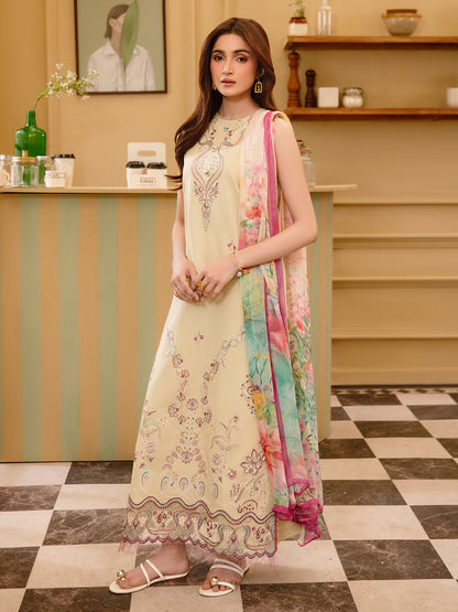 3 Pc Unstitched Embroidered Lawn Suit | Nyrella Lawn '26| CN-10