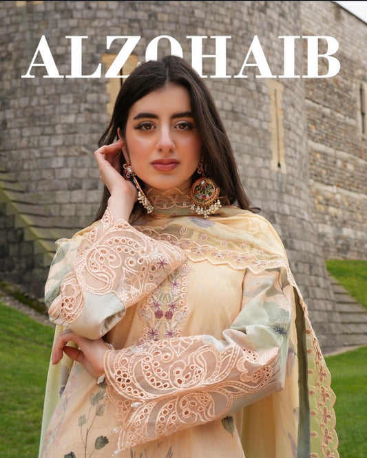 Unstitched Embroidered Lawn 3 Piece Suit AZ26ULP 11