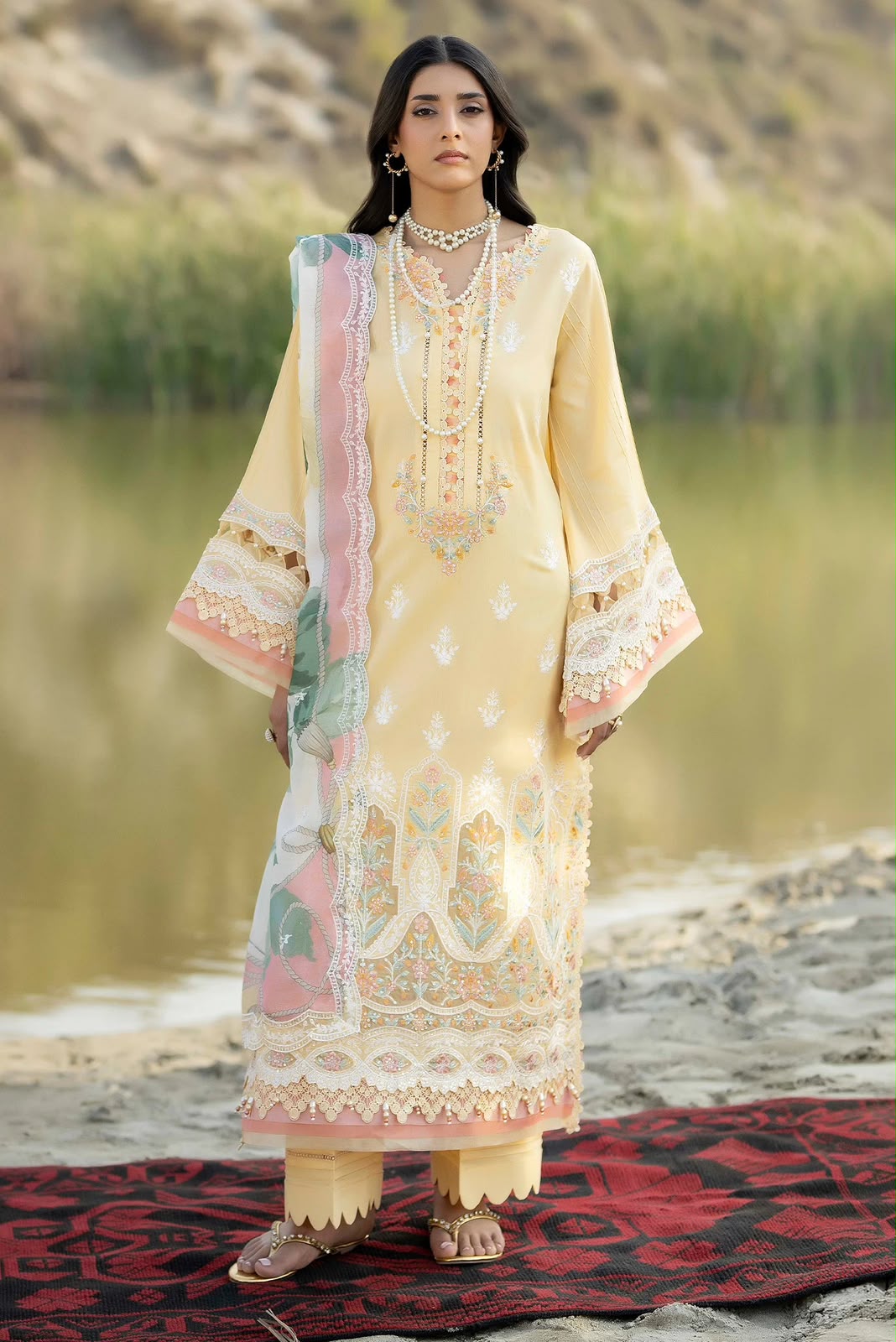 Adans libas lawnkari embroidered lawn edit’26-LAWNKARI-D7