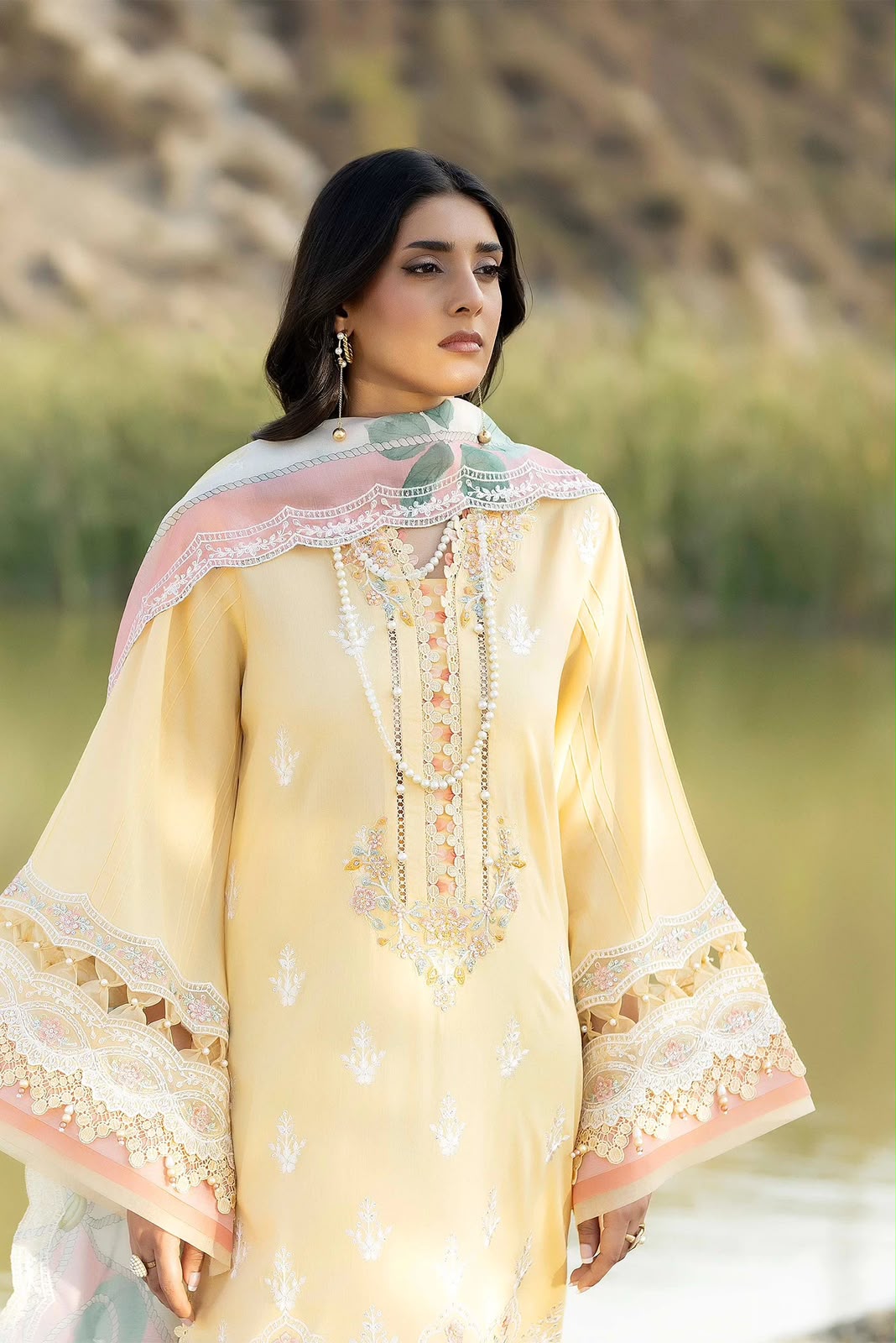 Adans libas lawnkari embroidered lawn edit’26-LAWNKARI-D7